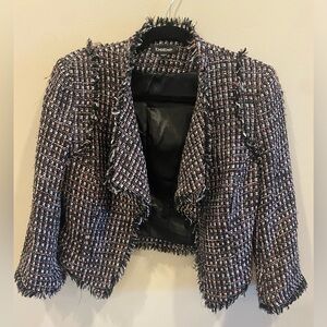 Bebe Fringed Tweed Jacket Size 4